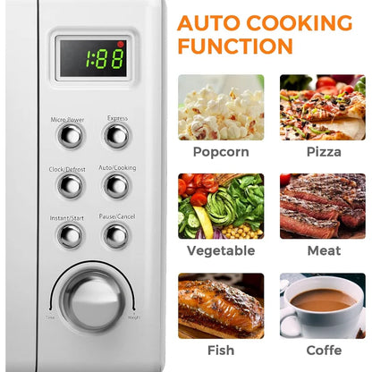 0.7 Cu.ft Compact Microwave Oven, Digital Timing & Delayed Start Function, 700W (White)