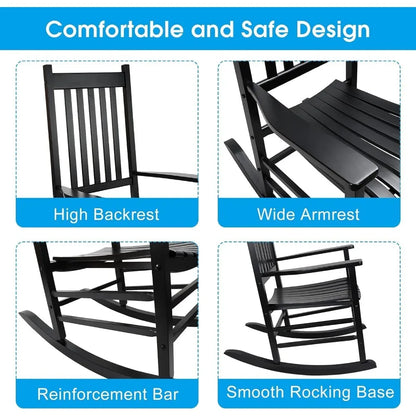 2 Wooden Rocking Chair Set with Side Table