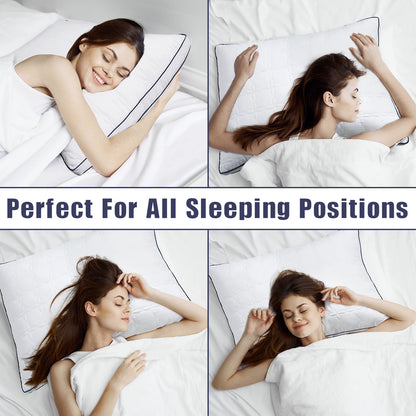 2 Pack Bed Pillows - Standard/Queen Size, Down Alternative Fill, White