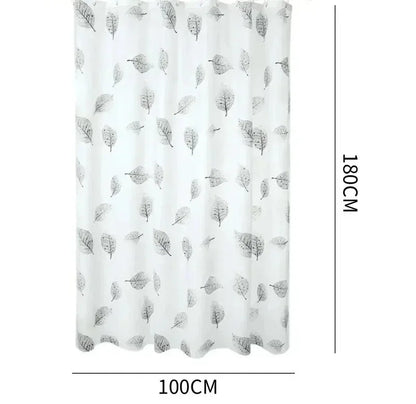 Leaf Pattern Shower Curtain Waterproof  With Rustproof Hooks