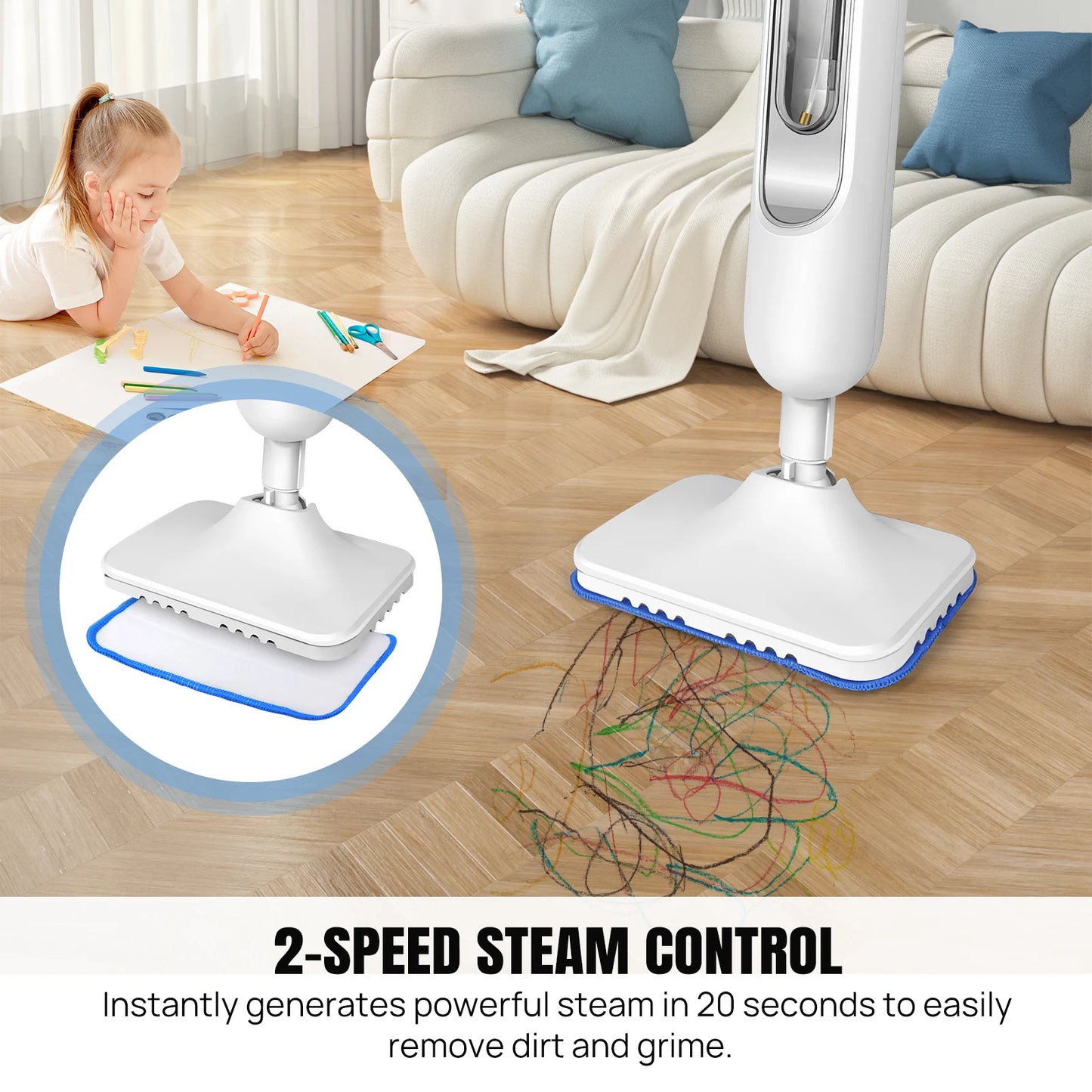 Electric Steam Mop with Rotatable Head /Water Tank