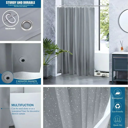 Clear Shower Liner PEVA / Waterproof/ Mould Proof with Hooks