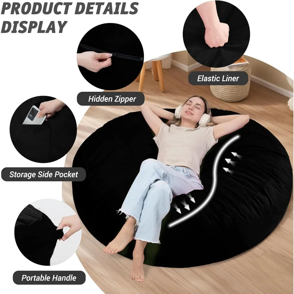 Giant 7FT Soft Velvet Bean Bag Chair