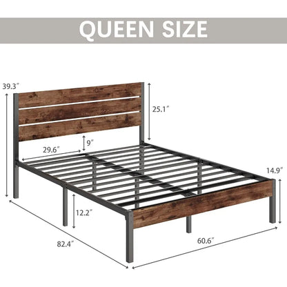 Metal Bed Frame with Headboard, Footboard, No Box Spring Needed | Easy Assembly