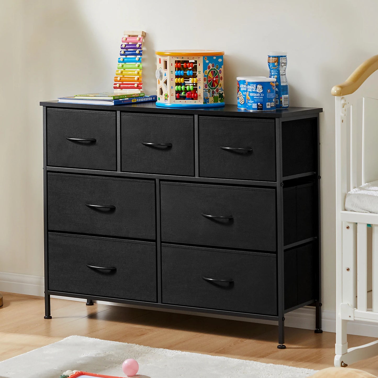 Dresser With 7 Fabric Drawers for Storage