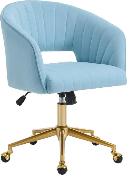 Gold Base Home Office Chair with Swivel and Velvet material