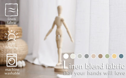 4Panel Light Filtering, Linen Texture and Rod Pocket Window Drapes