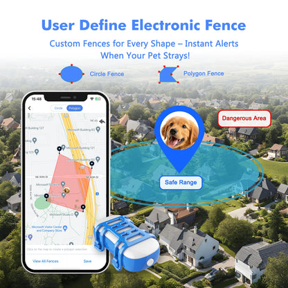 ‌4G GPS Tracker for Pets - Waterproof Smart Locator with App, with Subscription