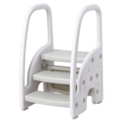 Toddler and Kids Step Stool with Handles Sides, Plastic 3 Steps, multi-use