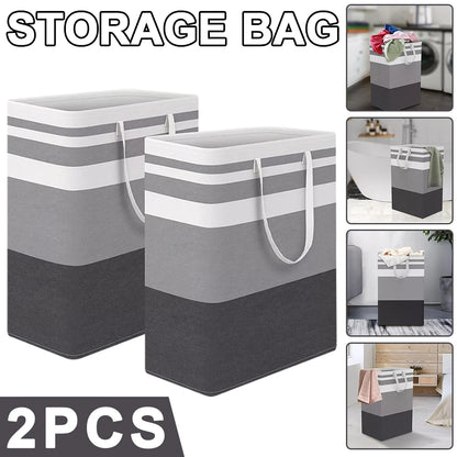 2pc Odorless Fabric Extra-Large Waterproof Laundry Hamper or Storage Bag with Extended Handles