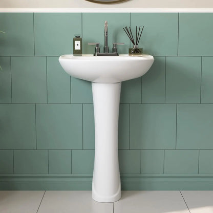 Modern U-Shape White Ceramic Pedestal Sink
