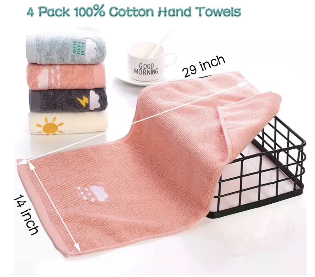Soft Cotton Hand Towels Set of 4