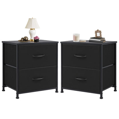 Bedside Nightstand With 2 Fabric Drawers and Lots More
