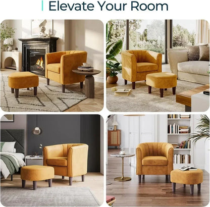 Modern Velvet Accent Barrel Armchair