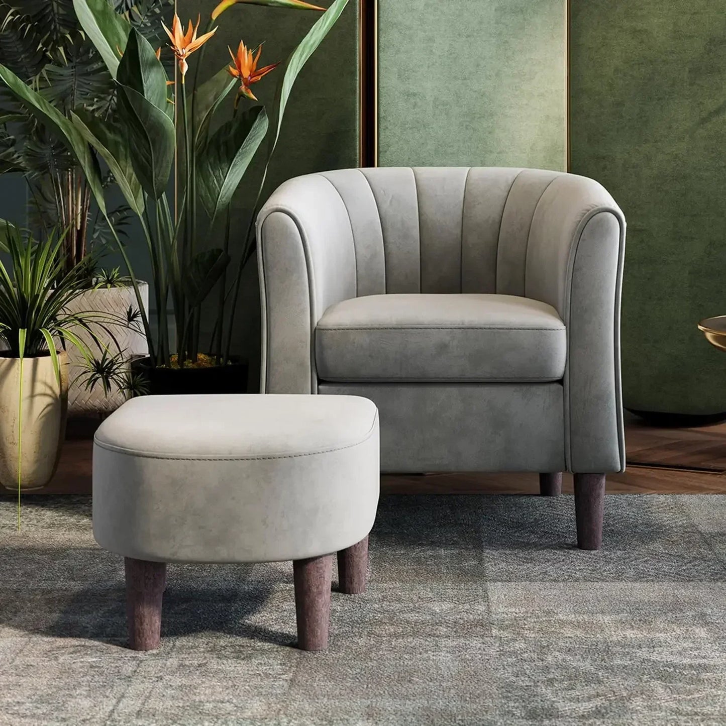 Modern Velvet Accent Barrel Armchair