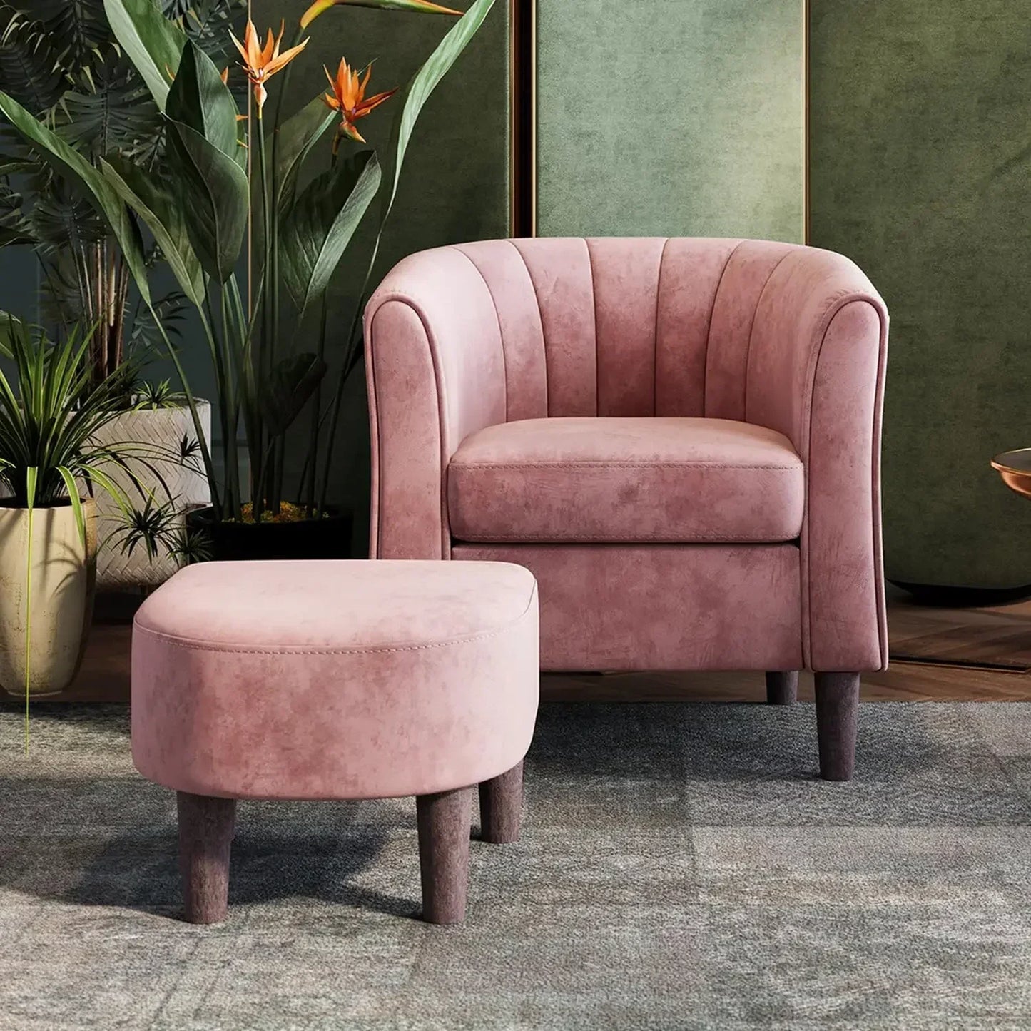 Modern Velvet Accent Barrel Armchair