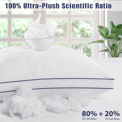 2 Pack Bed Pillows - Standard/Queen Size, Down Alternative Fill, White