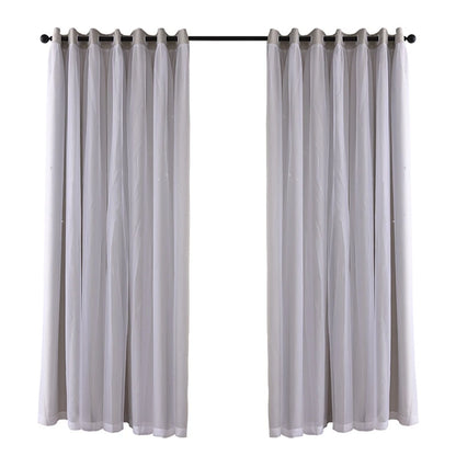 2 Panels Double Layer Blackout Curtains with Stars and Solid Colors