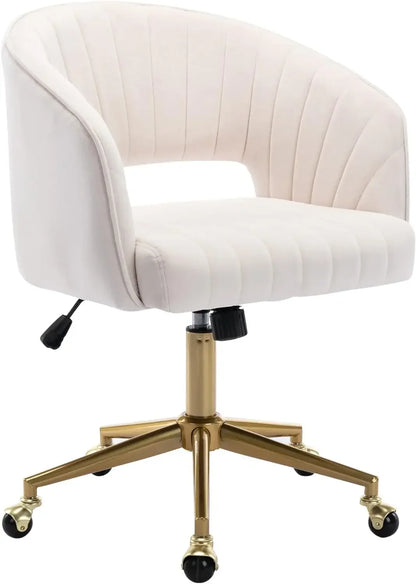 Gold Base Home Office Chair with Swivel and Velvet material