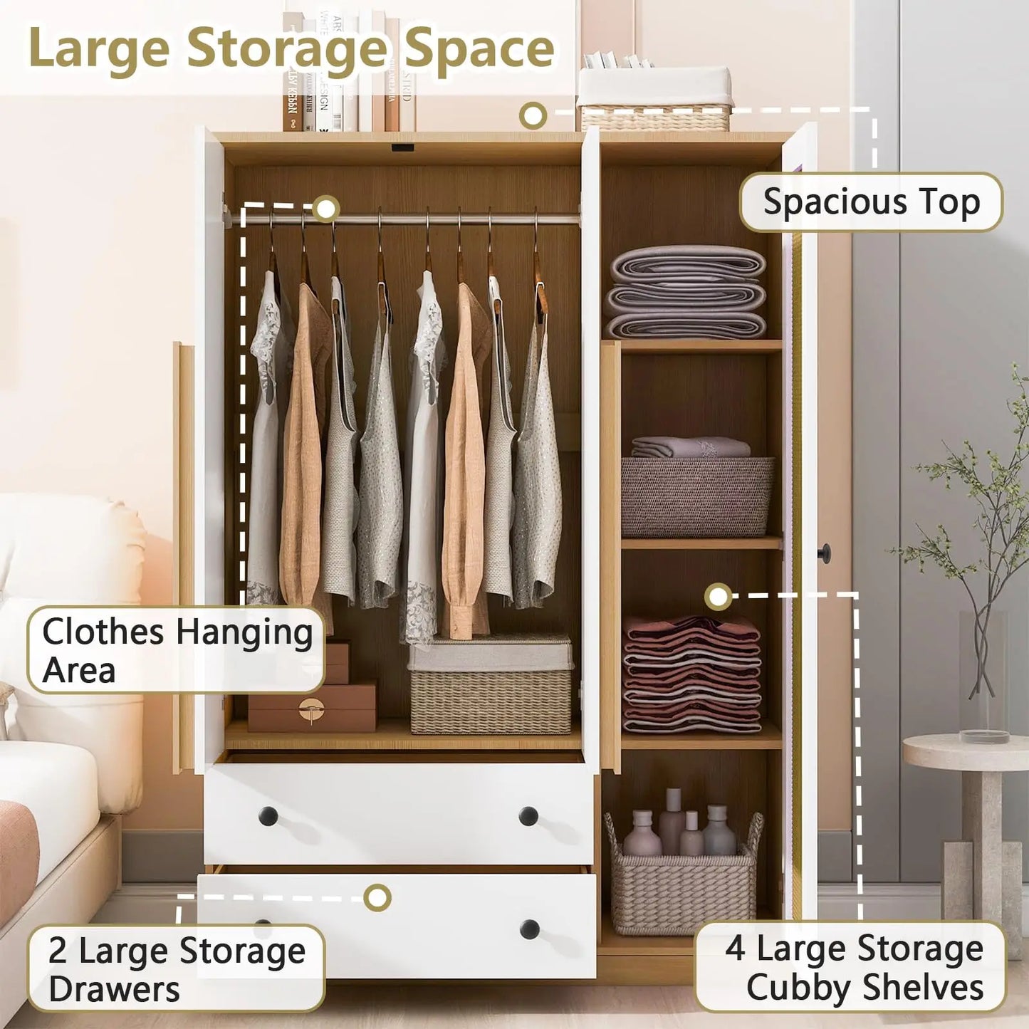 Modern Wardrobe with 2 Drawers and 3 Doors