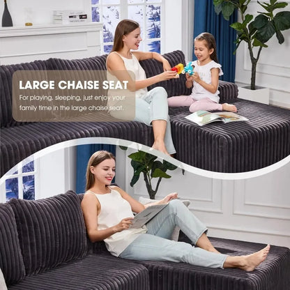 Modular L-Shaped 3-Seat Sectional Deep Seating Sofa