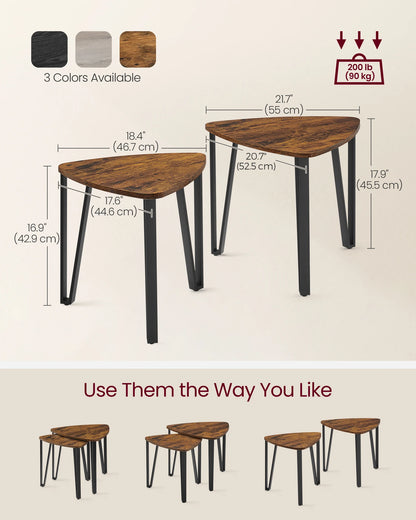 Set of 2 Nesting End Tables, Industrial Style