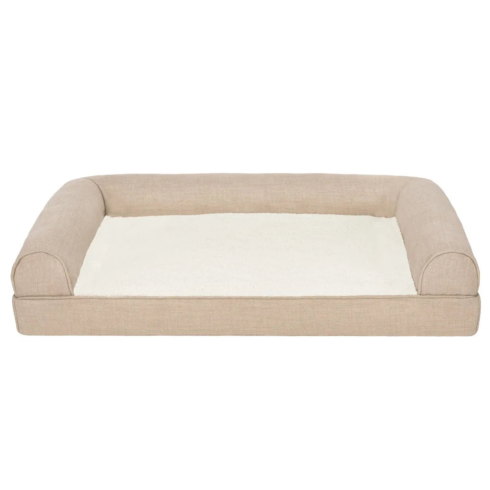 Non-Skid Base Orthopedic Pet Bed Plush Performance Linen Medium