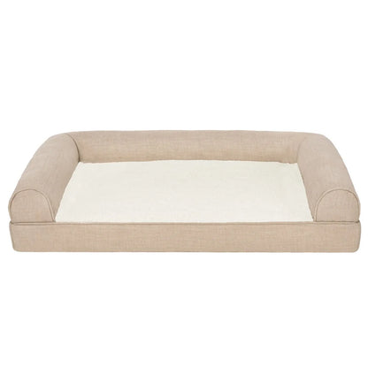 Non-Skid Base Orthopedic Pet Bed Plush Performance Linen Medium