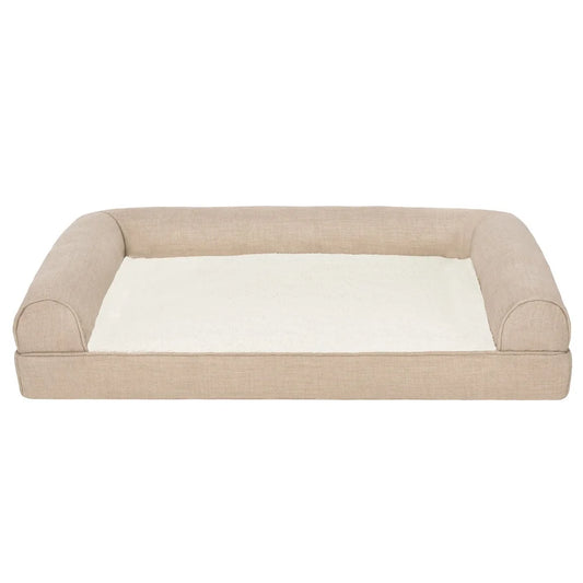 Non-Skid Base Orthopedic Pet Bed Plush Performance Linen Medium