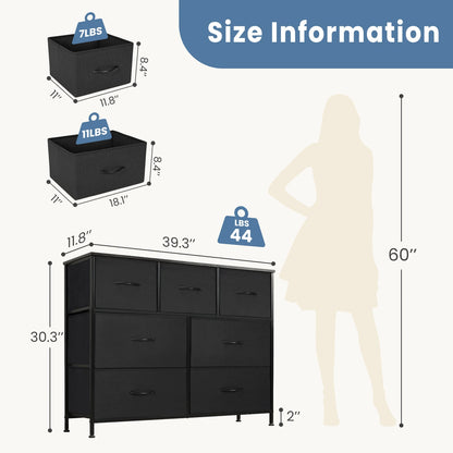 Dresser With 7 Fabric Drawers for Storage