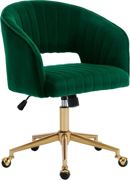 Gold Base Home Office Chair with Swivel and Velvet material