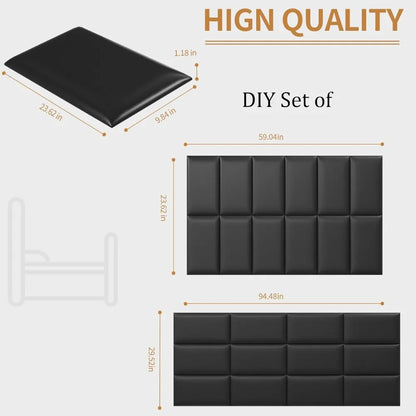 Headboards Wall Panel for Full, Queen and King - Self-Adhesive 3D Upholstered12 Pieces 9.84 in x