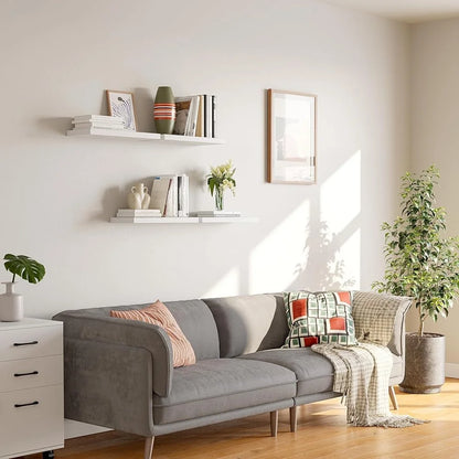 Floating Wall Shelves Set of 4 Rustic MDF, Easy Installation Space Saving