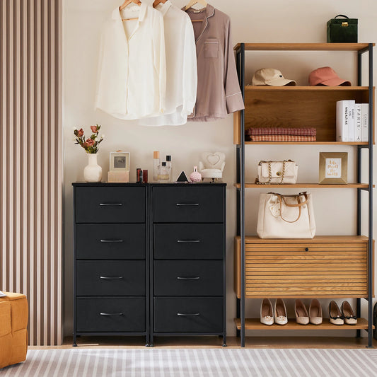 4 Fabric Draws Storage Cabinet, Steel Frame Assembly Furniture