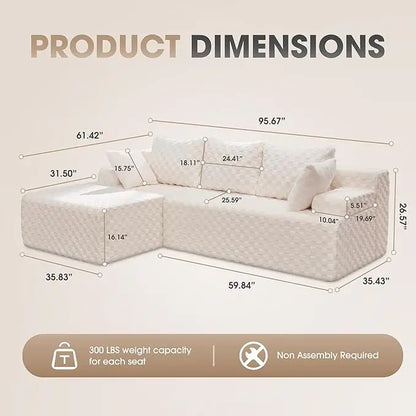 Modular L-Shaped 3-Seat Sectional Deep Seating Sofa