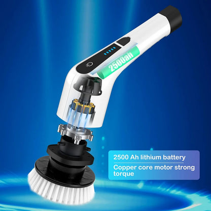 Electric Spin Scrubber, with 7 Replacement Brush Heads and Extension Handle