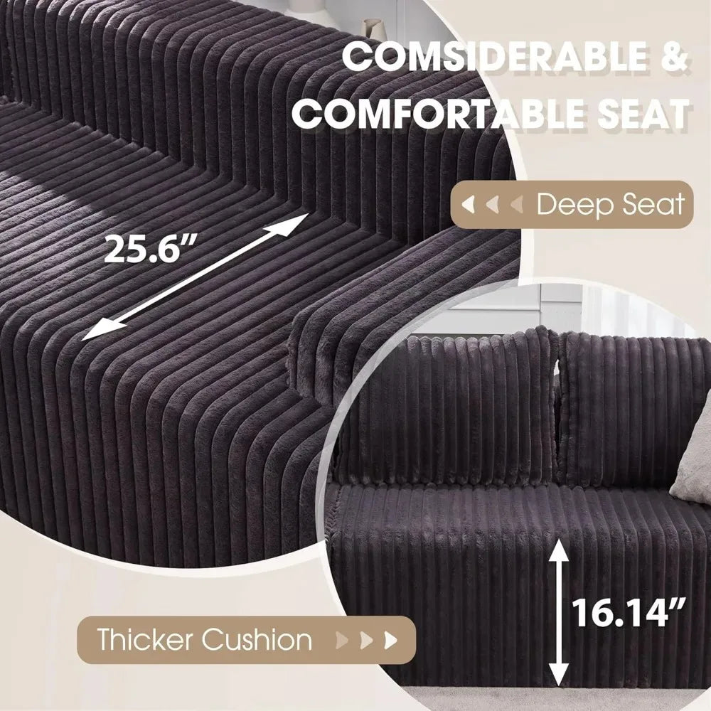 Modular L-Shaped 3-Seat Sectional Deep Seating Sofa