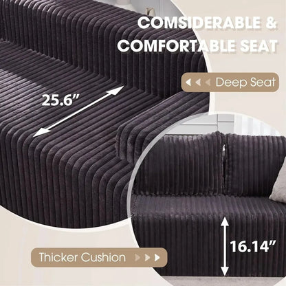 Modular L-Shaped 3-Seat Sectional Deep Seating Sofa