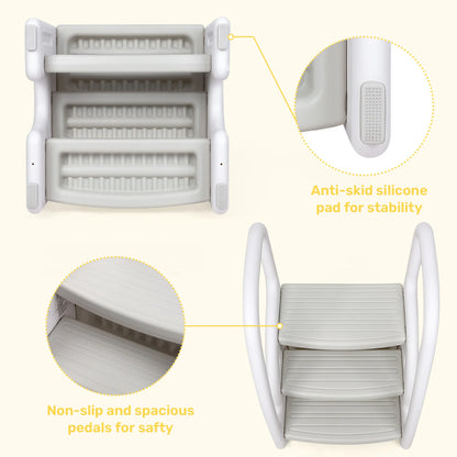 Toddler and Kids Step Stool with Handles Sides, Plastic 3 Steps, multi-use