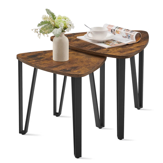 Set of 2 Nesting End Tables, Industrial Style