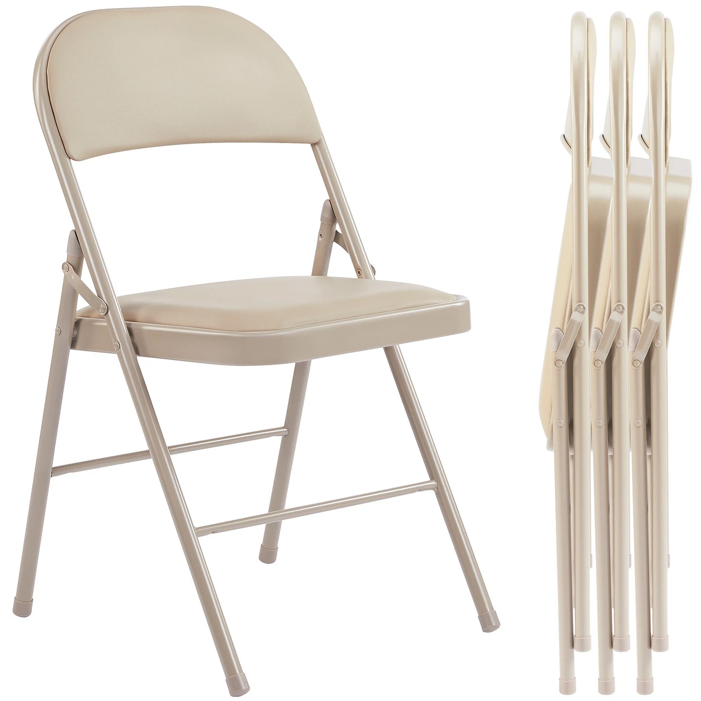 Padded Folding Chair 4 Pack Sturdy Metal Living Room Rocking Dinner Chairs Easy to Use Storage Outdoor Home Office