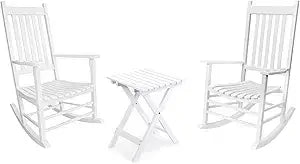 2 Wooden Rocking Chair Set with Side Table