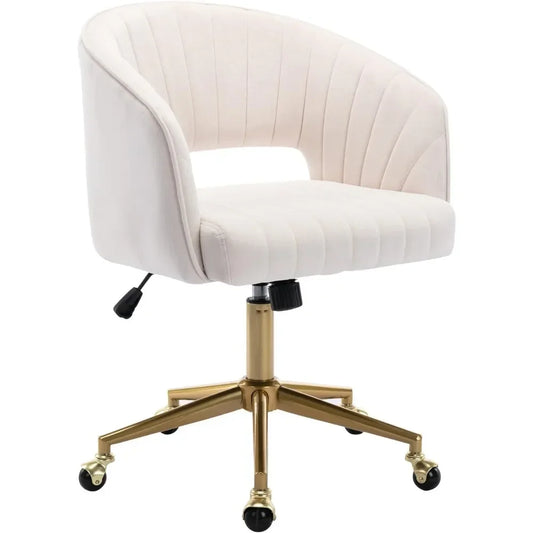 Gold Base Home Office Chair with Swivel and Velvet material