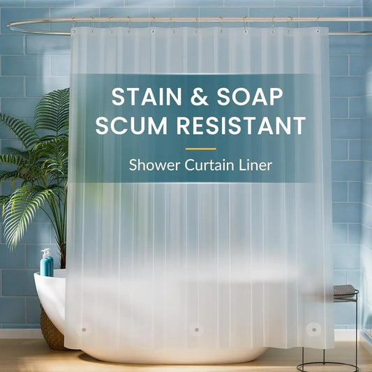 Clear Shower Liner PEVA / Waterproof/ Mould Proof with Hooks