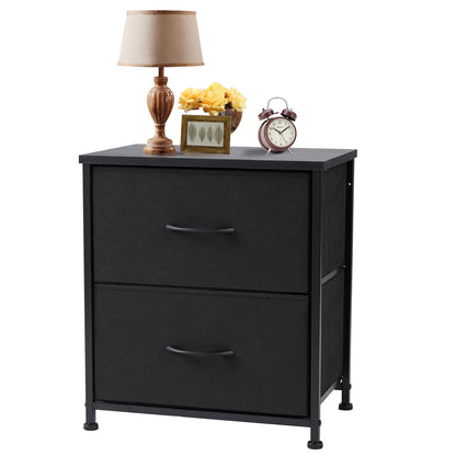 Bedside Nightstand With 2 Fabric Drawers and Lots More
