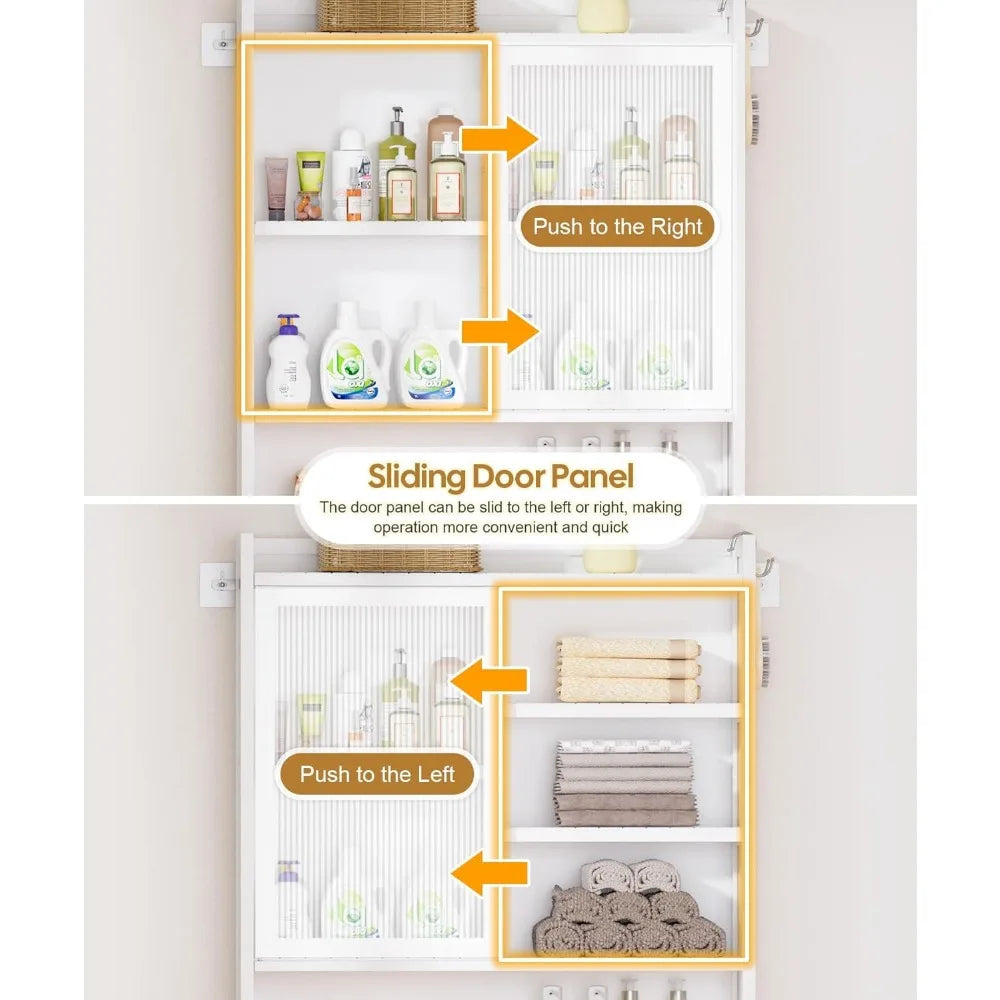 Over The Toilet Cabinet with Acrylic Door Panel and Space Saver Shelf
