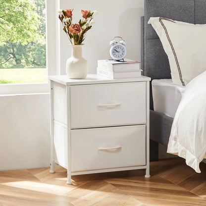 Bedside Nightstand With 2 Fabric Drawers and Lots More