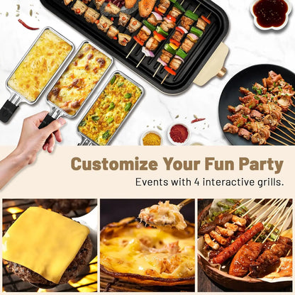 Electric Smoke-free Indoor Barbecue Grill, Adjustable Temperature, Non-Stick