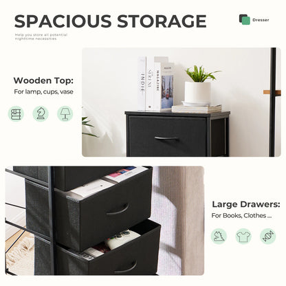 4 Fabric Draws Storage Cabinet, Steel Frame Assembly Furniture
