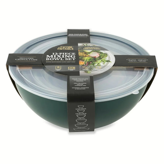 12-Piece Mixing Bowls with lids Set Microwavable Dishwasher Safe